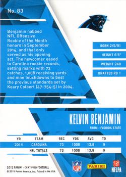 2015 Panini Certified #83 Kelvin Benjamin Back