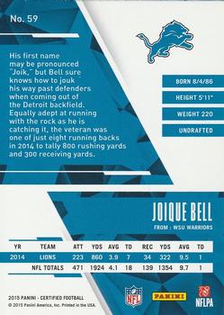 2015 Panini Certified #59 Joique Bell Back