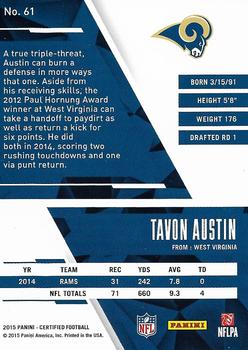 2015 Panini Certified #61 Tavon Austin Back