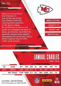 2015 Panini Certified #73 Jamaal Charles Back
