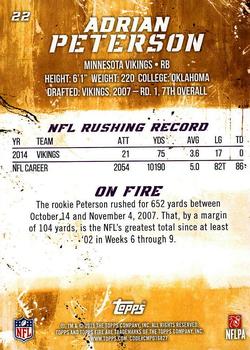 2015 Topps Fire #22 Adrian Peterson Back