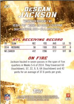 2015 Topps Fire #63 DeSean Jackson Back