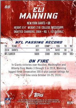2015 Topps Fire #88 Eli Manning Back