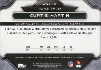 2015 Topps - All-Time Fantasy Legends #ATFL-CM Curtis Martin Back