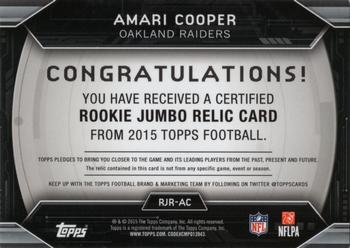 2015 Topps - Rookie Jumbo Relics #RJR-AC Amari Cooper Back