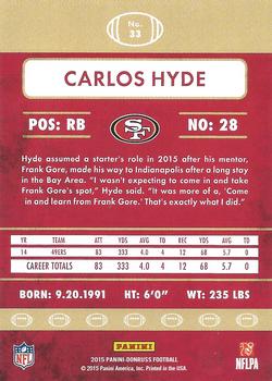 2015 Donruss #33 Carlos Hyde Back