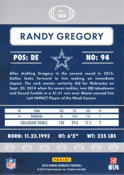 2015 Donruss #200 Randy Gregory Back