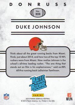 2015 Donruss #223 Duke Johnson Back