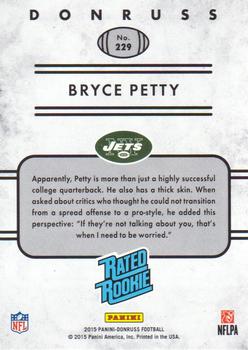 2015 Donruss #229 Bryce Petty Back