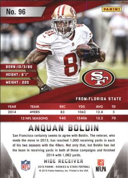 2015 Panini Rookies & Stars #96 Anquan Boldin Back