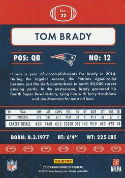 2015 Donruss - Red Foil #22 Tom Brady Back
