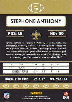2015 Donruss - Stat Line Career Green #191 Stephone Anthony Back