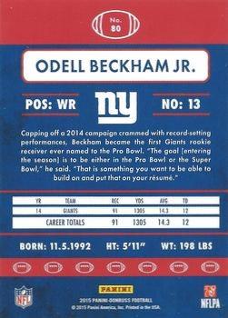 2015 Donruss - Stat Line Season #80 Odell Beckham Jr. Back