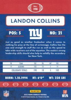 2015 Donruss - Stat Line Season #198 Landon Collins Back