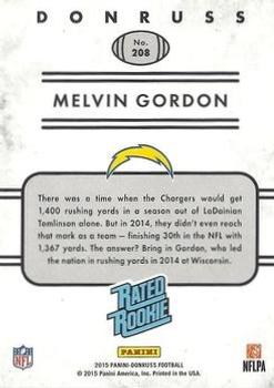 2015 Donruss - Press Proof Silver #208 Melvin Gordon Back