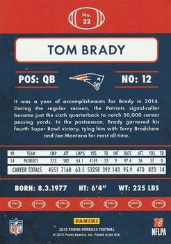 2015 Donruss - Press Proof Gold #22 Tom Brady Back