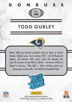 2015 Donruss - Press Proof Gold #206 Todd Gurley Back