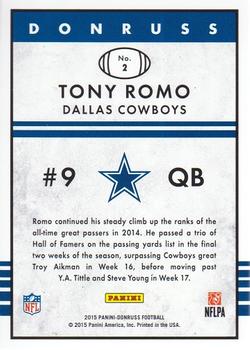 2015 Donruss - Throwback Rookies 1985 #2 Tony Romo Back