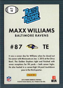 2015 Donruss - Throwback Rookies 1986 #15 Maxx Williams Back