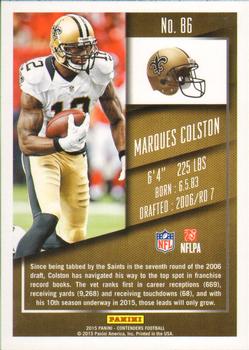 2015 Panini Contenders #86 Marques Colston Back