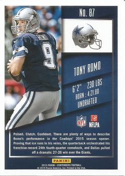 2015 Panini Contenders #87 Tony Romo Back