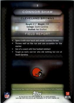 2015 Topps Field Access #3 Connor Shaw Back