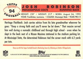 2015 Topps Heritage #94 Josh Robinson Back