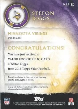 2015 Topps Valor - Rookie Relics #VRR-SD Stefon Diggs Back