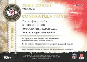 2015 Topps Valor - Shield of Honor Autograph Patches #SHA-CC Chris Conley Back