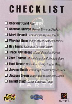 1998 989 Sports NFL Players Party (Stay Cool in School) #NNO Checklist Back