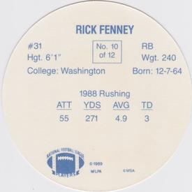 1989 Taystee Minnesota Vikings Discs #10 Rick Fenney Back