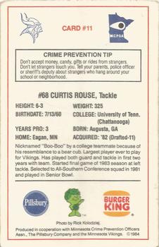 1984 Minnesota Vikings Police #11 Curtis Rouse Back