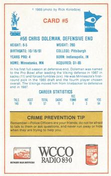 1988 Minnesota Vikings Police #5 Chris Doleman Back