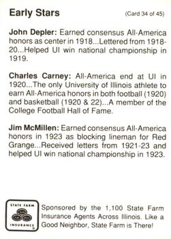 1990 State Farm Insurance Illinois Fighting Illini Centennial #34 John Depler / Charles Carney / Jim McMillen Back