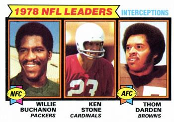 1979 Topps - Cream Colored Back #5 1978 Interception Leaders (Willie Buchanon / Ken Stone / Thom Darden) Front