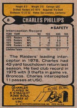 1979 Topps - Cream Colored Back #8 Charles Phillips Back