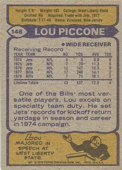 1979 Topps - Cream Colored Back #148 Lou Piccone Back