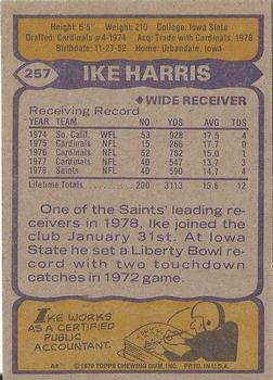 1979 Topps - Cream Colored Back #257 Ike Harris Back