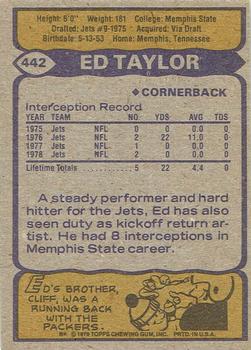 1979 Topps - Cream Colored Back #442 Ed Taylor Back