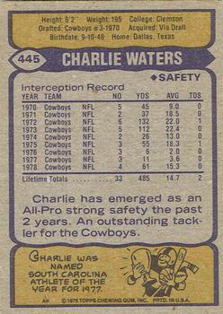 1979 Topps - Cream Colored Back #445 Charlie Waters Back