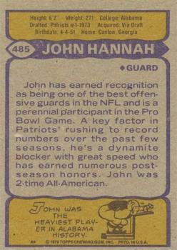 1979 Topps - Cream Colored Back #485 John Hannah Back
