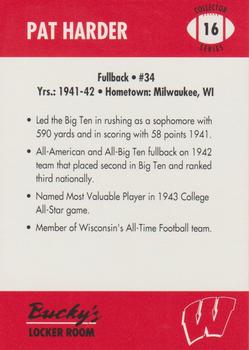1992 Wisconsin Badgers Program Cards #16 Pat Harder Back