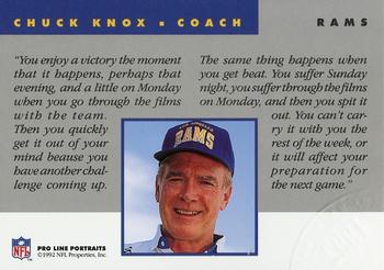 1992 Pro Line Portraits - National Convention #NNO Chuck Knox Back