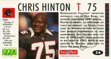 1992 GameDay Atlanta National Convention #36 Chris Hinton Back