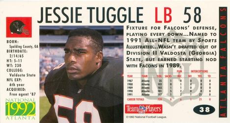 1992 GameDay Atlanta National Convention #38 Jessie Tuggle Back