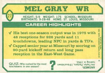 1978 Topps Holsum #27 Mel Gray Back
