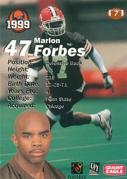 1999 Giant Eagle Cleveland Browns #7 Marlon Forbes Back