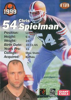 1999 Giant Eagle Cleveland Browns #18 Chris Spielman Back