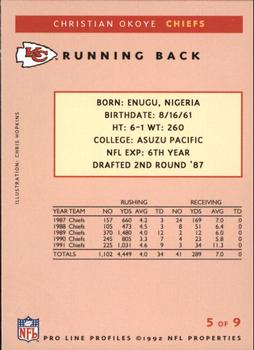 1992 Pro Line Profiles - 1992 National Convention #NNO Christian Okoye Back