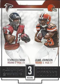 2015 Panini Contenders - Round Numbers #RN10 Tevin Coleman / Duke Johnson Front